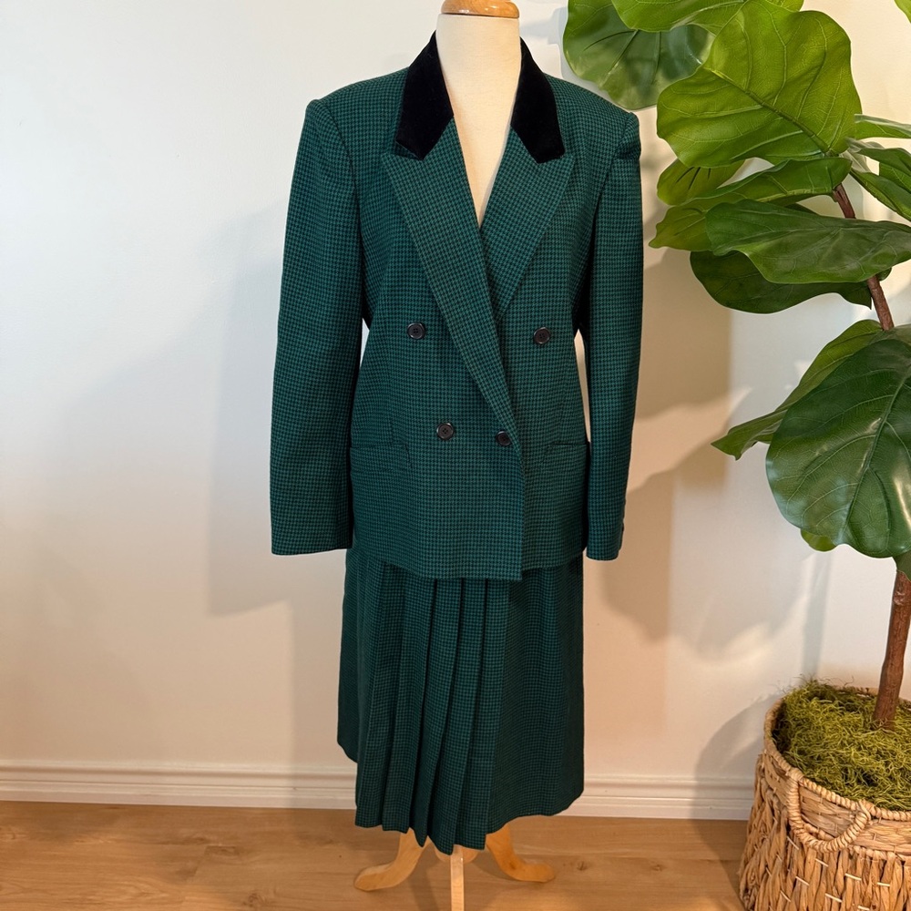 Lauren Alexandra | Vintage Green Wool Skirt & Blazer Set